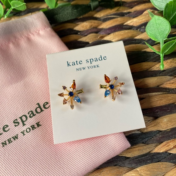 NWT KATE SPADE NEW YORK Gold-Tone Cubic Zirconia Starburst Stud Earrings - Picture 3 of 4